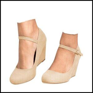 Wedge Pumps Mary Jane Closed Toe Ankle Strap Elegant Dressy Comfort Heels